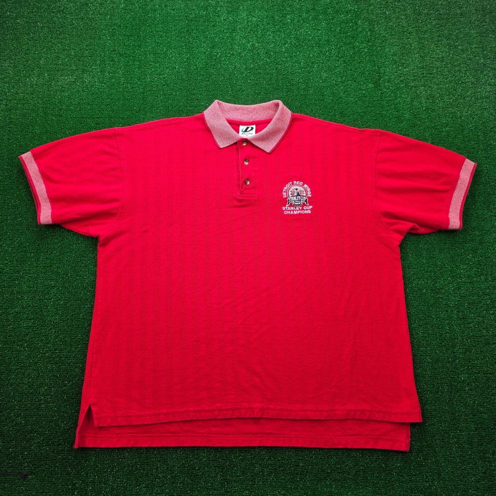 Vintage Dynasty Detroit Red Wings 2002 Stanley Cup Champions Polo Shirt Mens XL